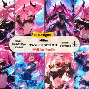Premium Milim Wandkunst | 8K UHD | Japanischer Anime Manga |  Anime Fan Kunst |  Anime Charakter Poster | Reinkarnierter Schleim | Anime Wandbild