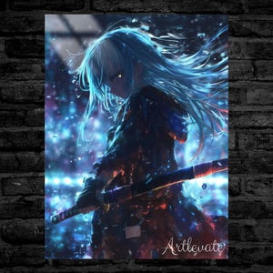 Arte de pared de metal de anime: impresión de arte de slime de primera calidad, arte de fan moderno de Rimuru, regalo para él, regalo para ella, decoración de habitación de anime