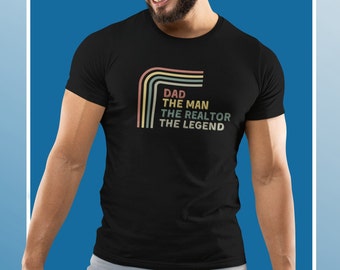 Legend Dad Realtor T-shirt:Vintage style tee,gift for him!Retro vibe crew collar clothes,mineral wash shirt,hand dyed cotton,comfort apparel
