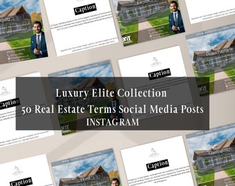 Luxury Elite Collection 50 Real Estate Terms Instagram Posts, Digital Template,Realtor Marketing,Editable Canva Template,Modern Social Media