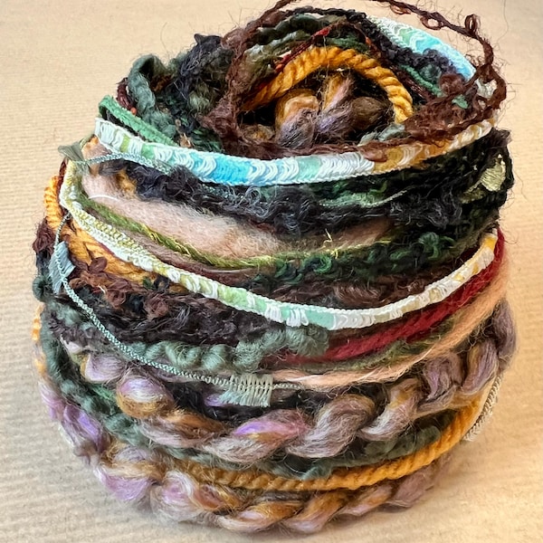Earth Tone Yarn Variety Hank, Weaving, Felting, Textile Art
