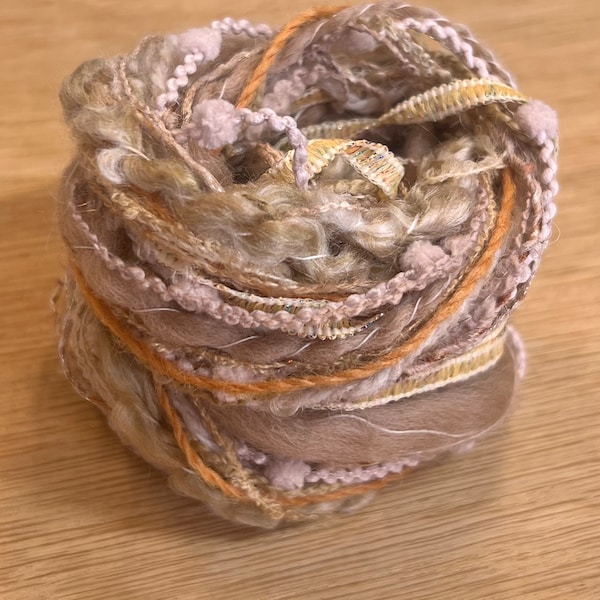 Variety Yarn Hank, Sand shades, Skein, Mixed media supply, Weaving yarn selection, Embroidery yarns