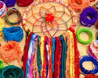 Dream Catcher Kit, Craft kits, Gift, DIY Dream Catcher, Dreamcatcher, Rainbow yarns