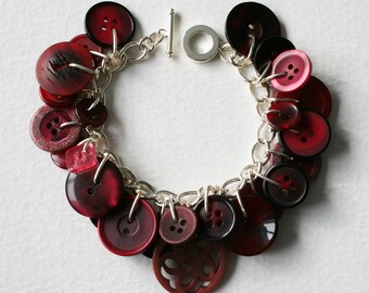 Button Charm Bracelet Winterberry Wine