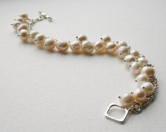 Freshwater Pearl Sterling Silver Charm Bracelet Simple Elegance