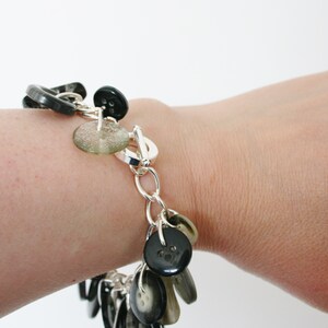 Button Bracelet Shiny Black Charm Bracelet image 4