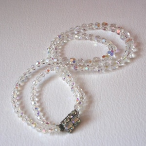 Vintage Glasperlen AB Abgestufte zweireihige Halskette Hollywood 50s Glamour