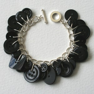 Button Bracelet Shiny Black Charm Bracelet image 1