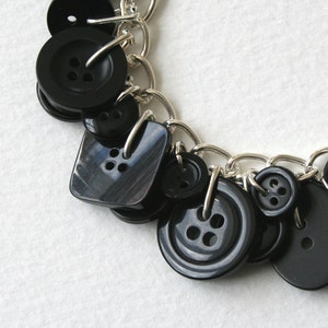 Button Bracelet Shiny Black Charm Bracelet image 2