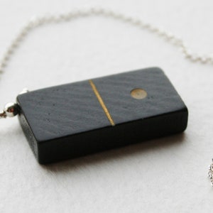 Vintage Wooden Domino One Spot Charm Necklace Sterling Silver