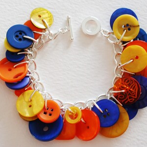 Button Bracelet Orange Blue Yellow Moroccan MIx