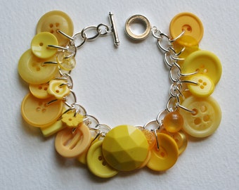 Button Bracelet Zesty Yellow Buttons Charm Bracelet