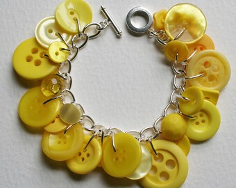 Button Bracelet Citrus Mellow Yellow Buttons Charm Bracelet