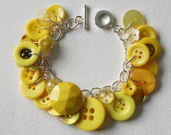 Button Bracelet Mellow Yellow Sixites Fantastic Plastic Button Charm Bracelet