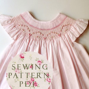 The Charming Bishop Dress 1 year - Sewing PDF Pattern - How to Make - Upbringing Dress One Size - No Side Seams - Easy Way