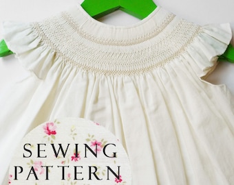 The Charming Bishop Dress - Sewing PDF Pattern - How to Make - Upbringing Size 1 year - Just smocking instructions - Not designs