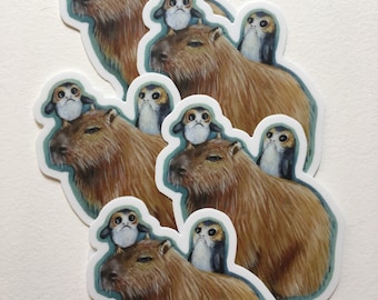 Capybara and Porg Sticker