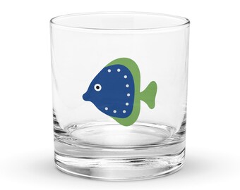 Geoff Colorful Fish Rocks Glass