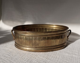 1970s Solid Brass Planter with Handles | Made in India | Vintage Decorative Home Accent