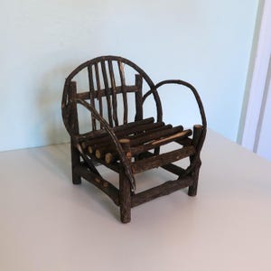 Vintage Stick Chair from the Philippines | Handmade Miniature Rustic Twig Armchair Folk Art Decor