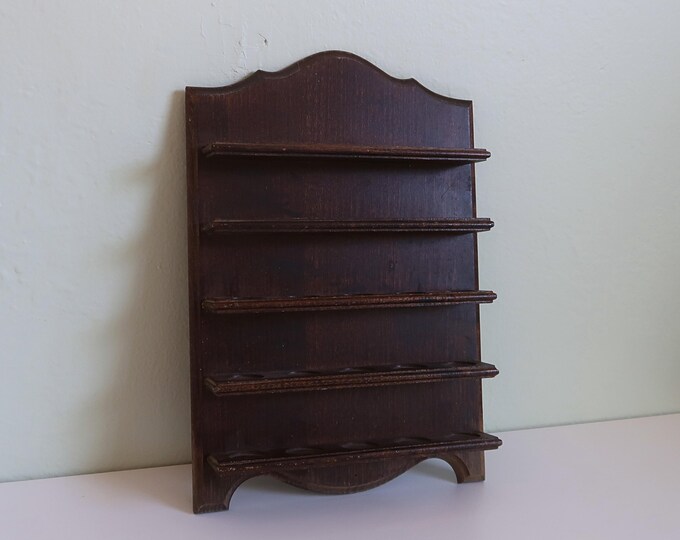 Vintage 1980s Wooden Thimble Rack | 5 Tier Curio Wall Display Shelf ...