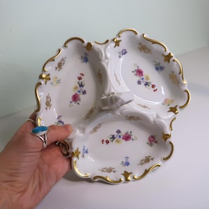 Vintage Reichenbach German Democratic Republic Divided Plater | Removable Handle | Sweet Dish | Compote Dish Reichenbach Fine German China