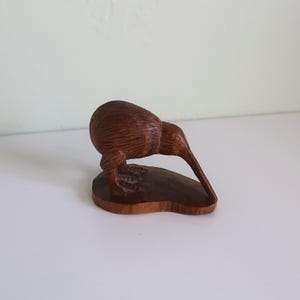 Vintage Hand Carved New Zealand Kauri Wood Kiwi Bird Figurine | Genuine Kiwi Souvenir | Rustic Folk Art Global Decor | Made in NZ