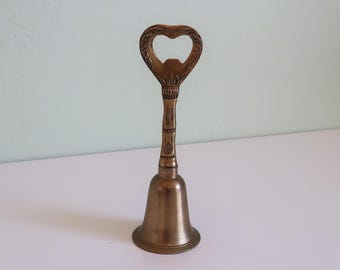 Vintage Brass Bell Bottle Opener: Hollywood Regency Barware