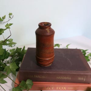 Vintage Studio Pottery Bud Vase | 1970s Stoneware Ink Bottle Shape | Rustic Earthy Wabi Sabi Decor | Handmade Studio Pottery