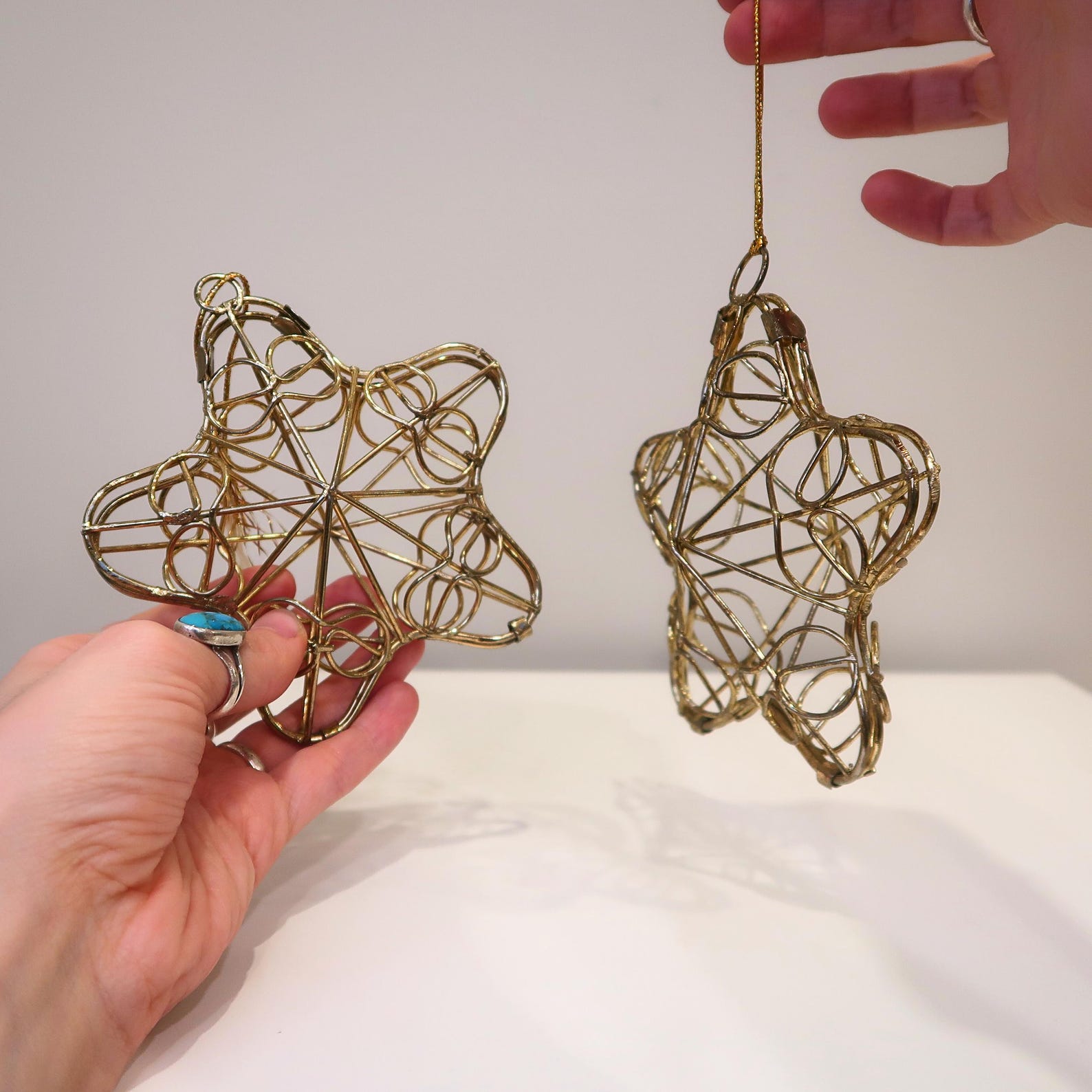 Vintage Gold Wire Star Ornaments, Pair of Geometric Christmas Stars - Etsy