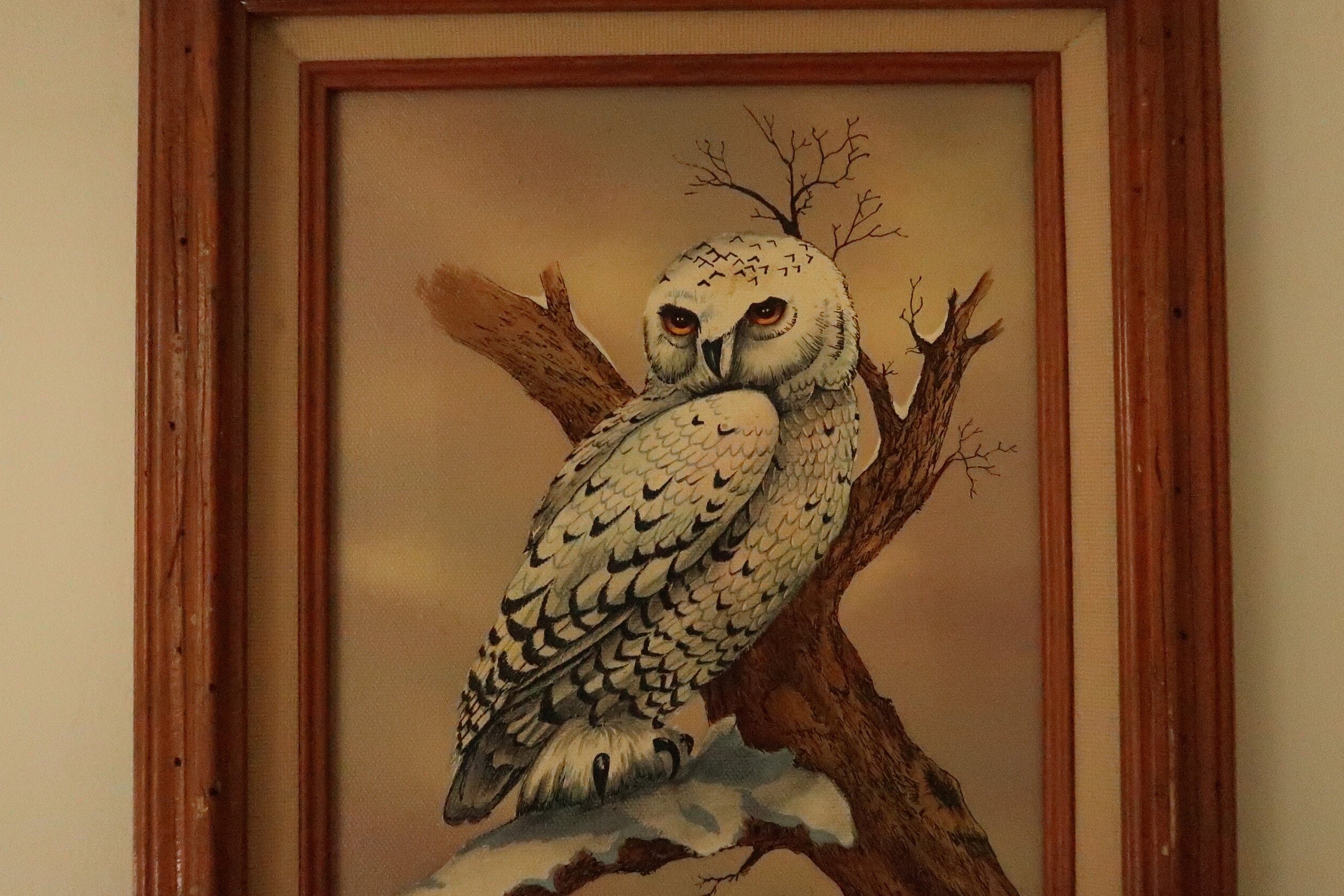 Vintage Framed Snowy Owl Art Print Rustic Wall Decor - Etsy