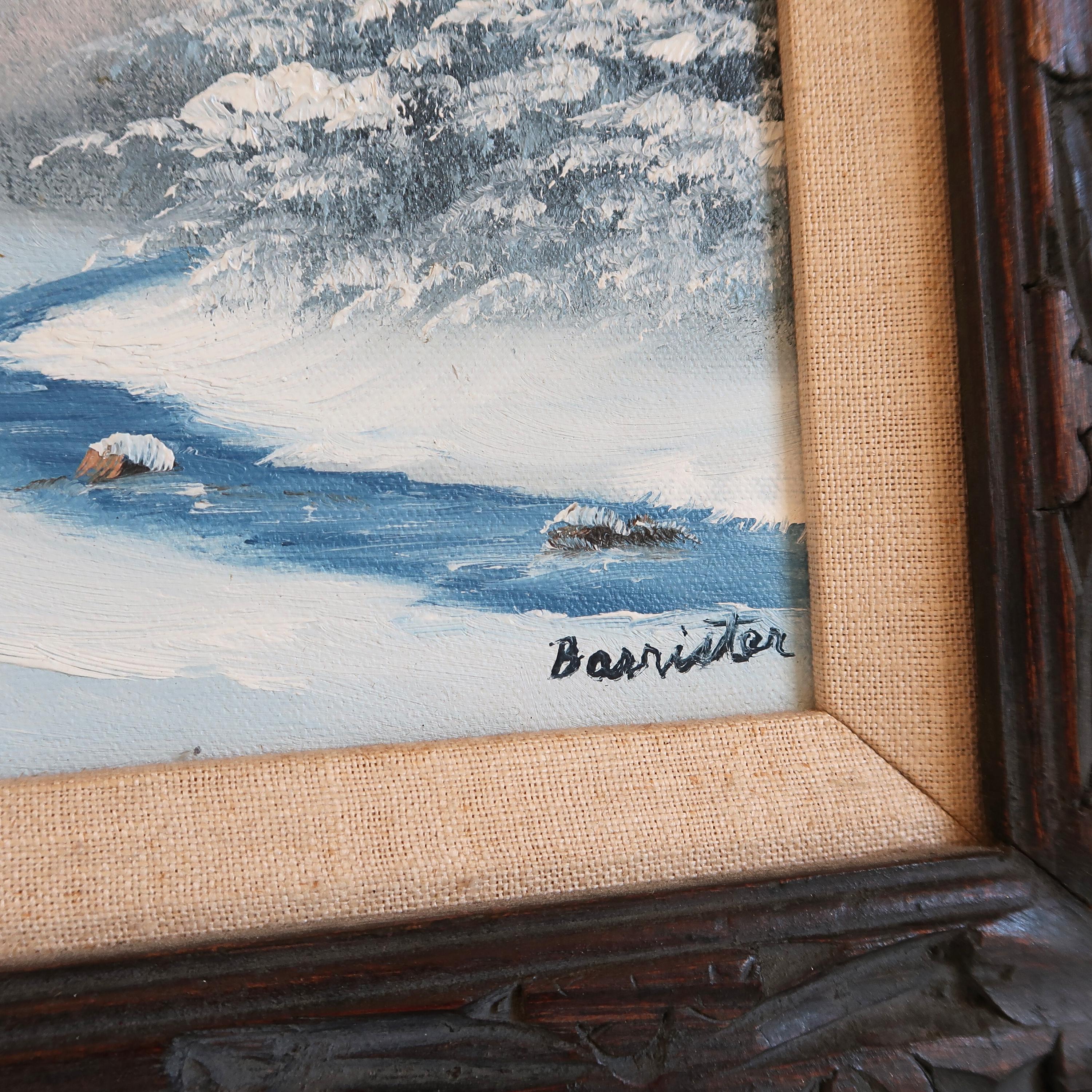 Vintage Winter Mountain Landscape Oil Painting Signed Barrister in ...