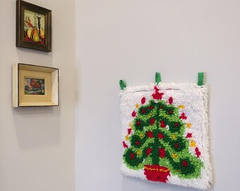 Gancio vintage per appendere l'albero di Natale, decorazione retrò in filato anni '70