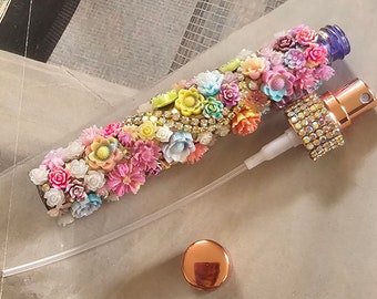 Rhinestone Perfume Atomizer/Flower Garden