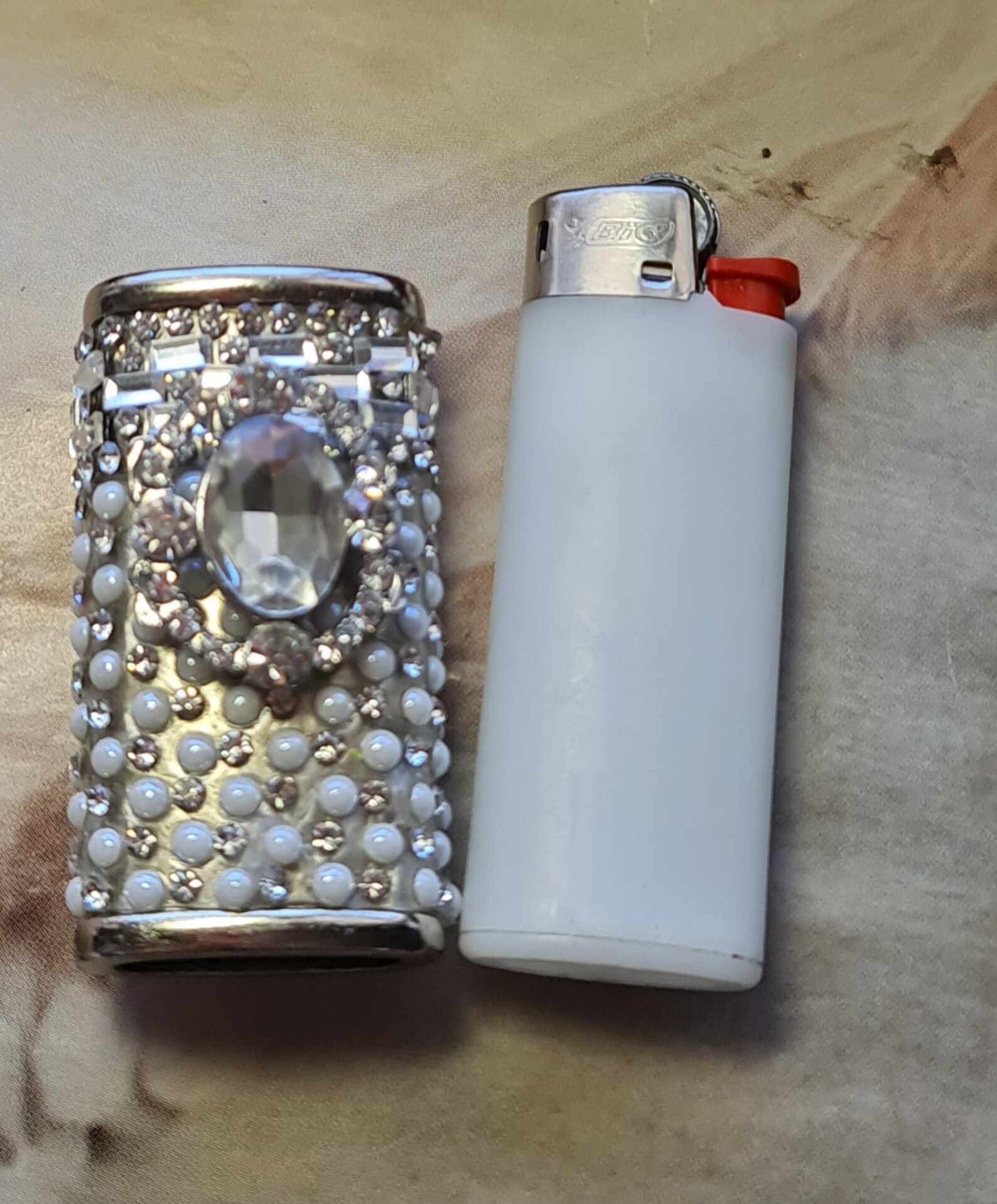 Cigarette Case/Lighter Cover/Pearl Rhinestone Set Etsy