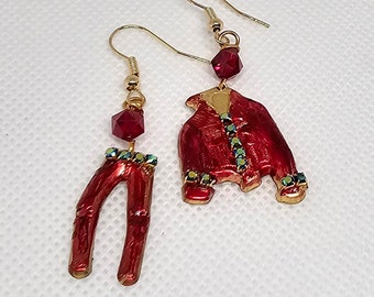 Blue Jean Earrings/ Red