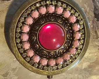 Large Round Stash/Pill Box/Bohemian Pink