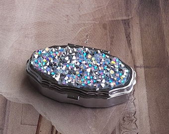 Stash/Pill Box/Silver Aurora Borealis