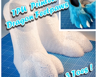 TPU 3D Printed Dragon Fursuit Feetpaws Base (3 Toes) - Digitigrade & Plantigrade