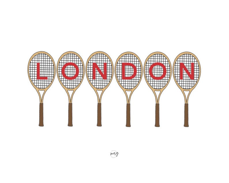 Lettering On Racket Word London Racquet, Old Money, Digital Download, Art Print, Dorm Decor ...
