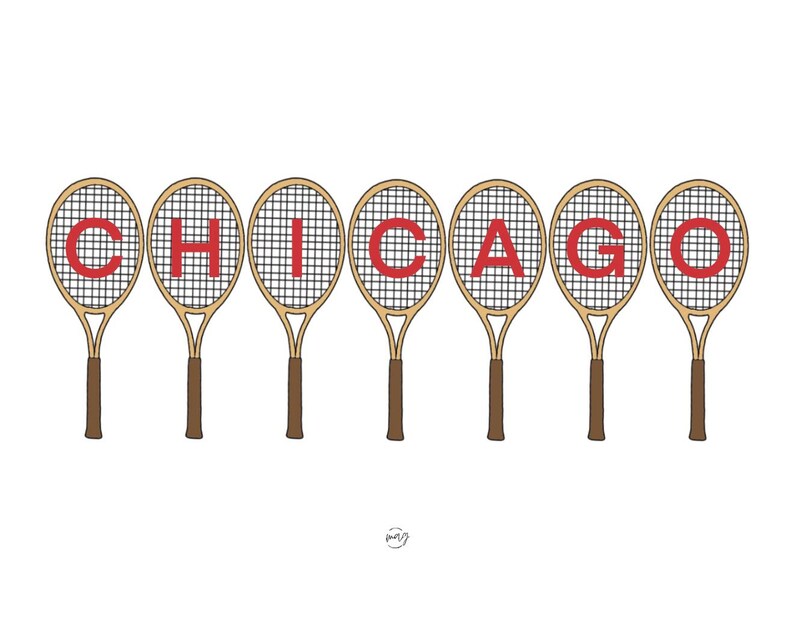 Lettering On Racket Word Chicago Racquet, Old Money, Wall Art, Art Print, Dorm Decor - Etsy