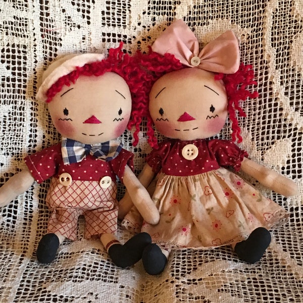 Primitive Raggedy Ann and Andy