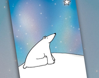 Wish on a Star - Polar Bear Card