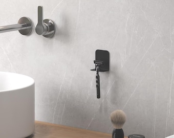 No-Drill Steel Razor Holder: Wall-Mounted Adhesive Razor Storage
