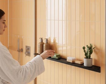 Schwarze Duschablage 100 cm: Minimalistischer Badezimmer Organizer
