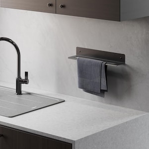 Toallero de metal negro - Estante flotante - Organizador de cocina moderno - Toallero, idea de regalo, toalla en el centro
