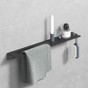 Steel Towel Rack -  Bath Towel Bar With Shelf 50cm/20&quot; Galvanized Steel Powder Coated, Bathroom Accessories, Housewarming Gift, Peak