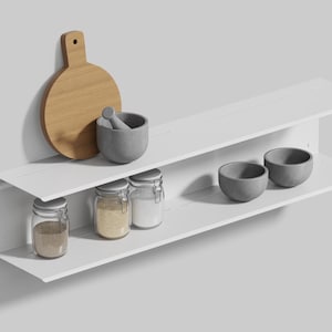 Kitchen Shelf & Organizer - Wall-mounted Utensil Holder White Metal, Kitchen Accessory, Steel Double Shelving 1000mm/40in