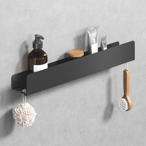 Black Galvanized Steel Shower Shelf: Minimalist Bathroom Organizer