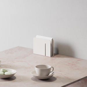 Porta tovaglioli quadrato in acciaio - Elegante organizer da cucina, accessorio da cucina in metallo, regalo perfetto per la cucina, accessorio alla moda, colore bianco